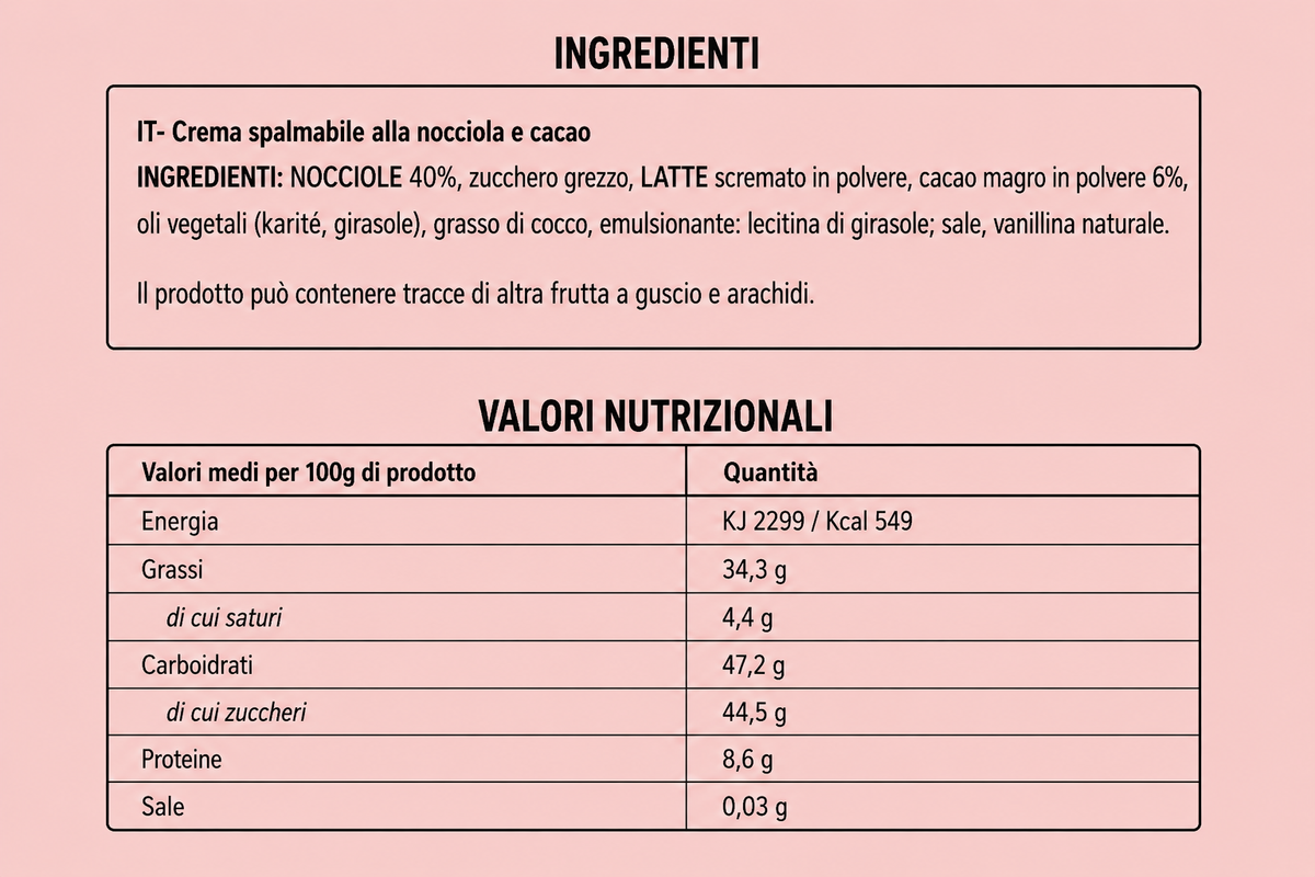 Crema Spalmabile Nocciola gourmet 40% 3.5Kg