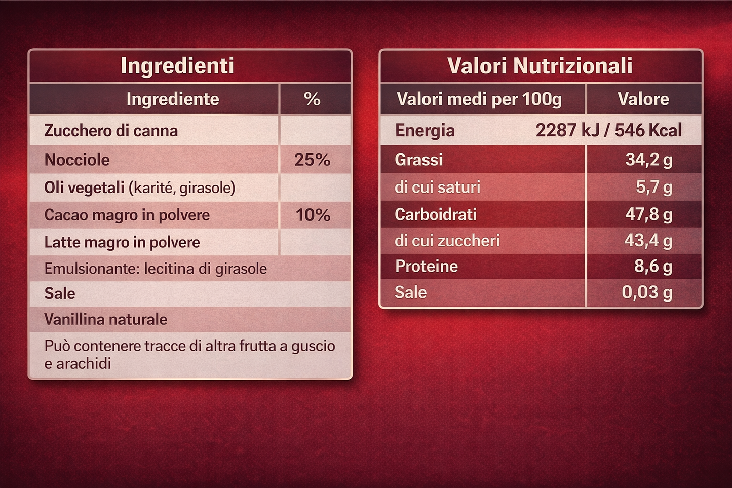 Crema Spalmabile Nocciole Dark 25% 3.5Kg